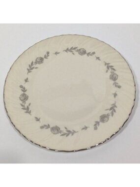 Lenox Rosemont Salad Plate Porcelain Gray Floral Trimmed In Platinum USA Vintage